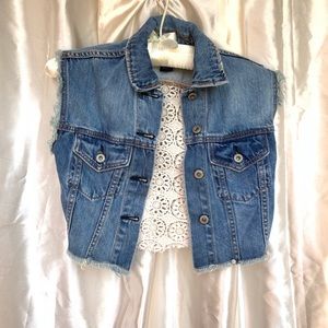 Mini Crop Jean Vest Jacket
